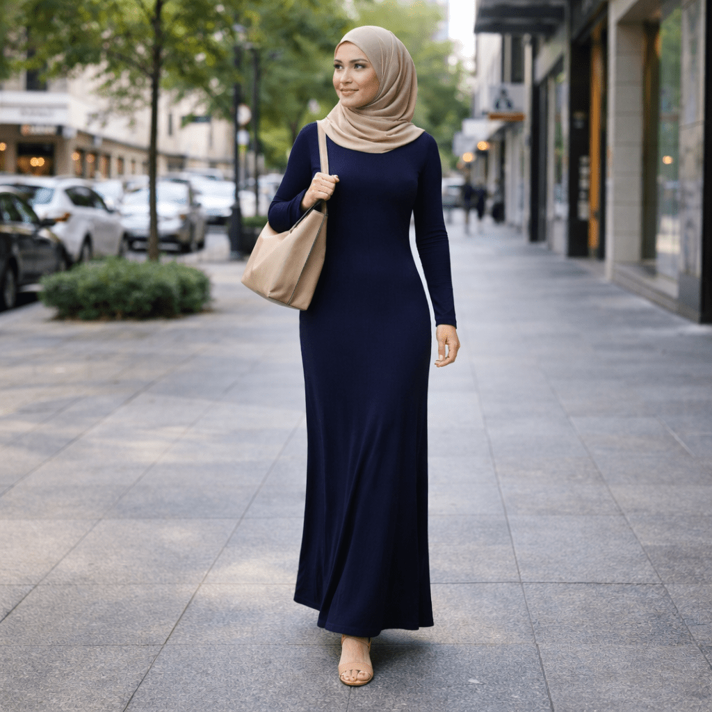 Body Dress Maxi Jersey New Fabric Modal - Navy - Divinity Collection