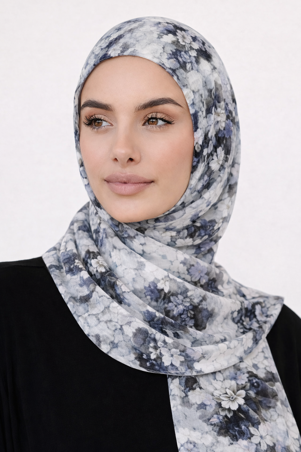 Cloud Mist Floral Chiffon Hijab