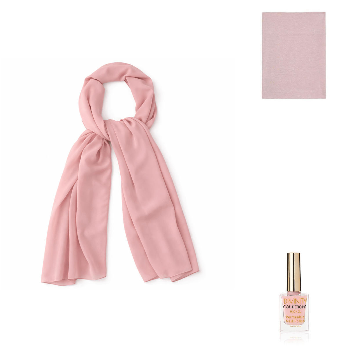 Dusty Pink Chiffon, Cap & Nail Bundle - Divinity Collection