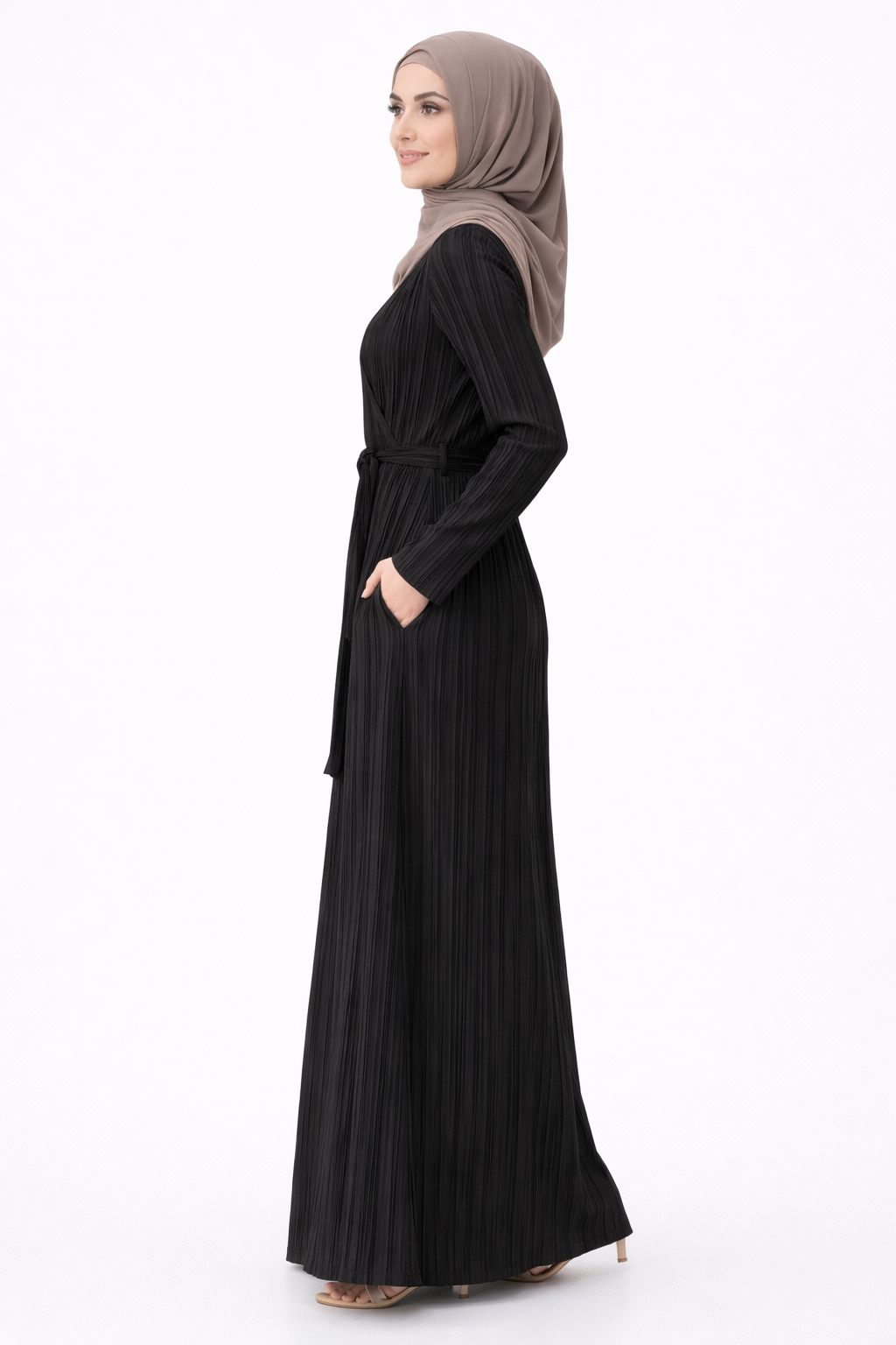 Luna Pleated Wrap Maxi – Midnight Black