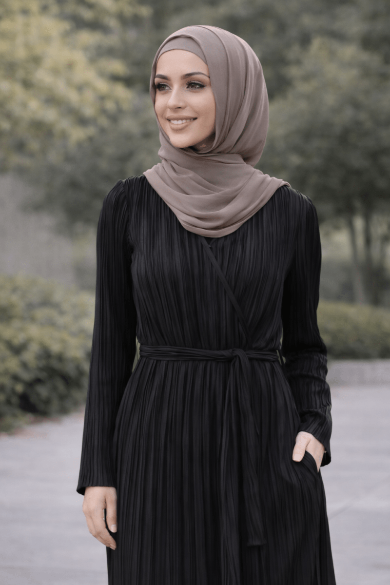 Luna Pleated Wrap Maxi – Midnight Black - Divinity Collection