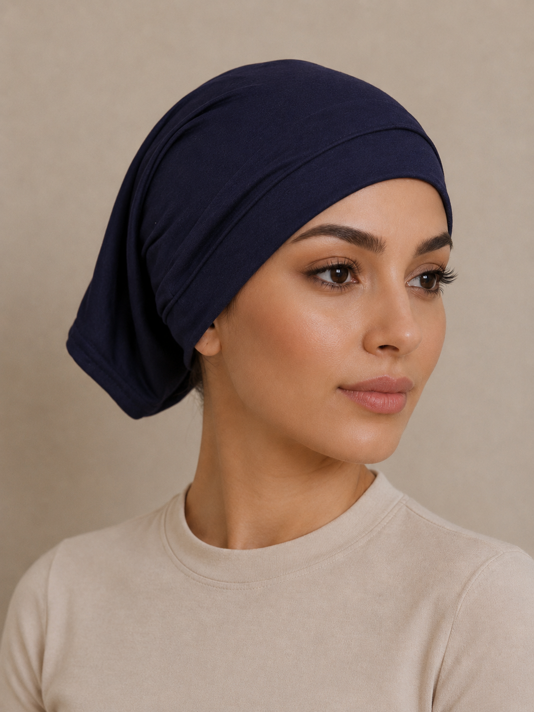Lightweight Cotton Hijab Cap - Navy