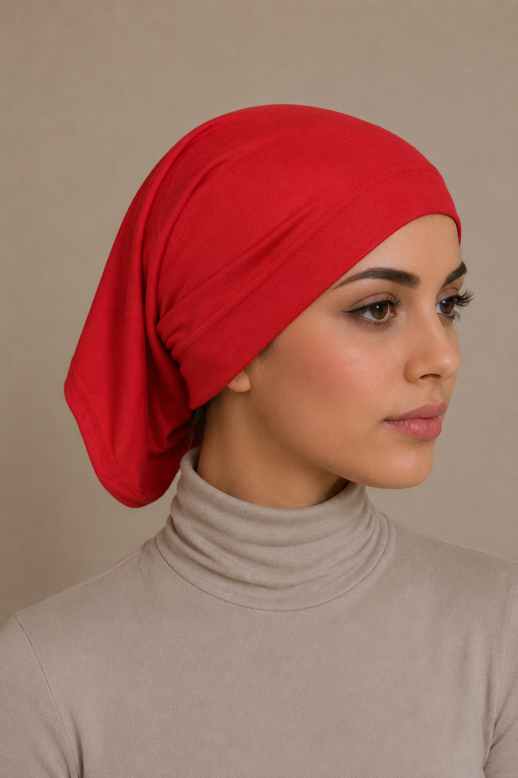 Lightweight Cotton Hijab Cap - Raspberry Red