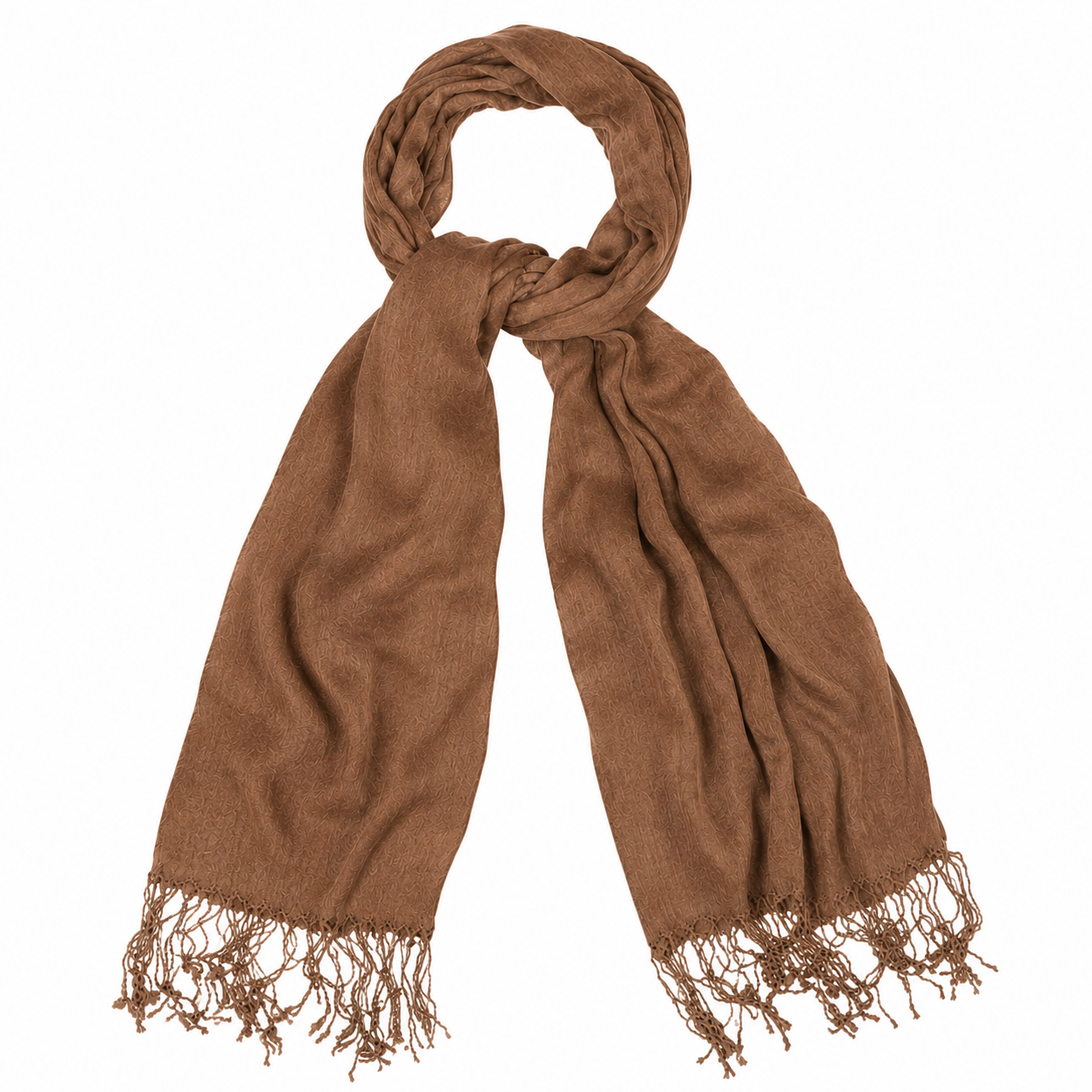 Tan Cotton Shawl Fringe Hijab