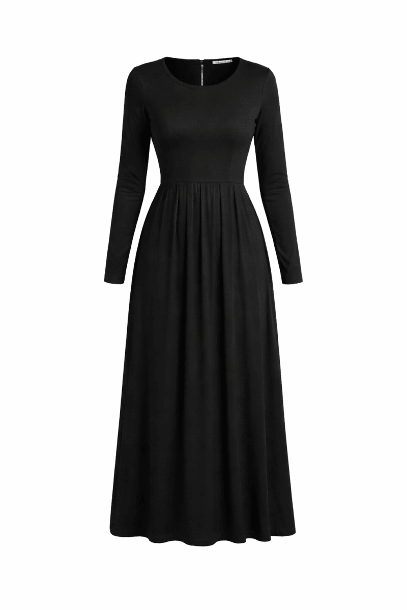 The Essential Ponte Pleated Maxi – Black | Discreet Side Pockets - Divinity Collection