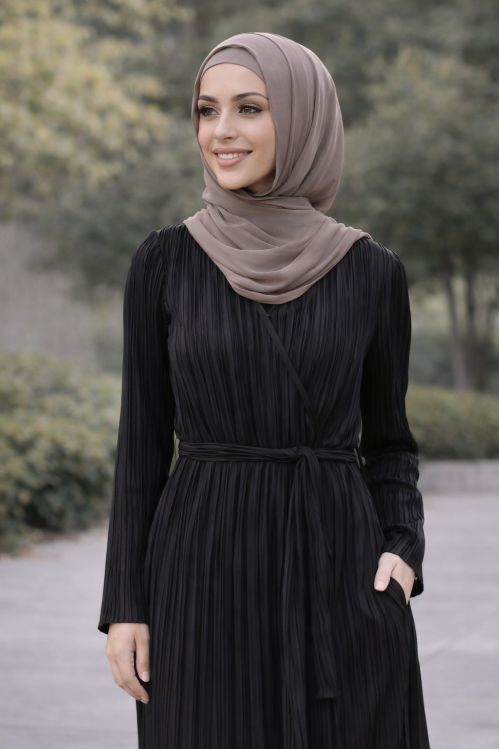 Luna Pleated Wrap Maxi – Midnight Black