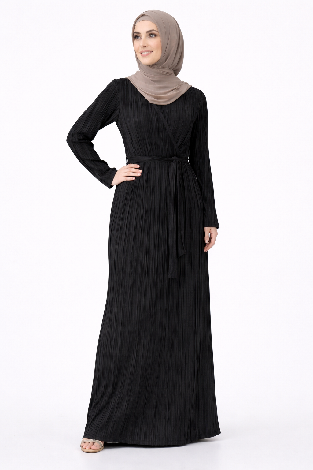 Luna Pleated Wrap Maxi – Midnight Black