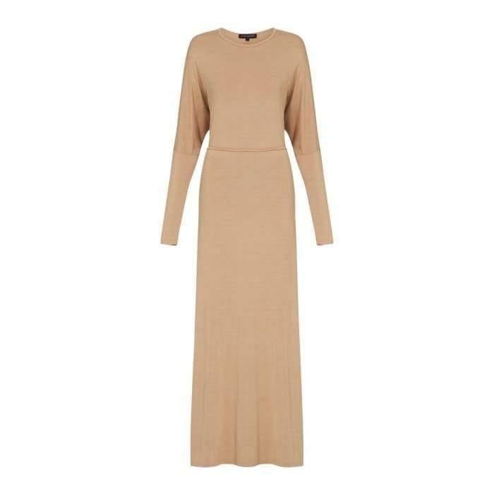 Beige Gold Batwing with Tie Waist Dress - Divinity Collection