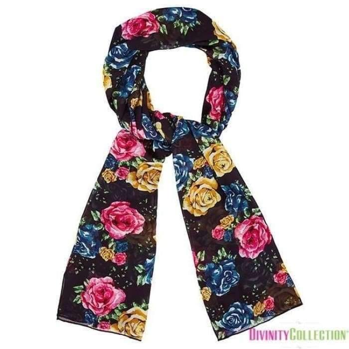 Black Mustard and Pink Floral Hijab - Divinity Collection