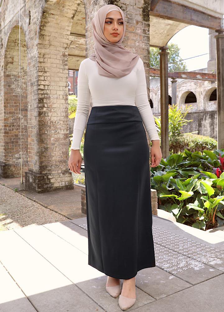 Black Scuba High Waisted Skirt - Divinity Collection