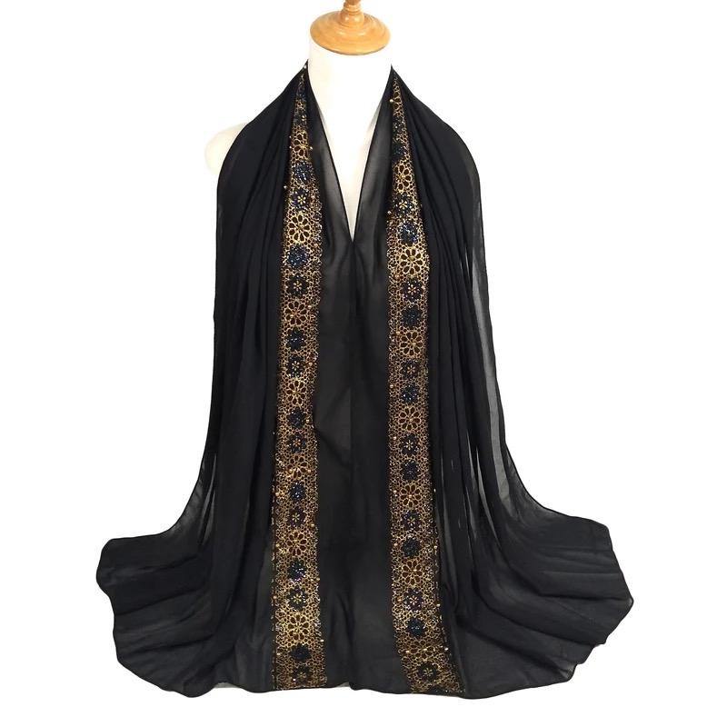 Chiffon Arabian Lace Glittter Trim - Black - Divinity Collection