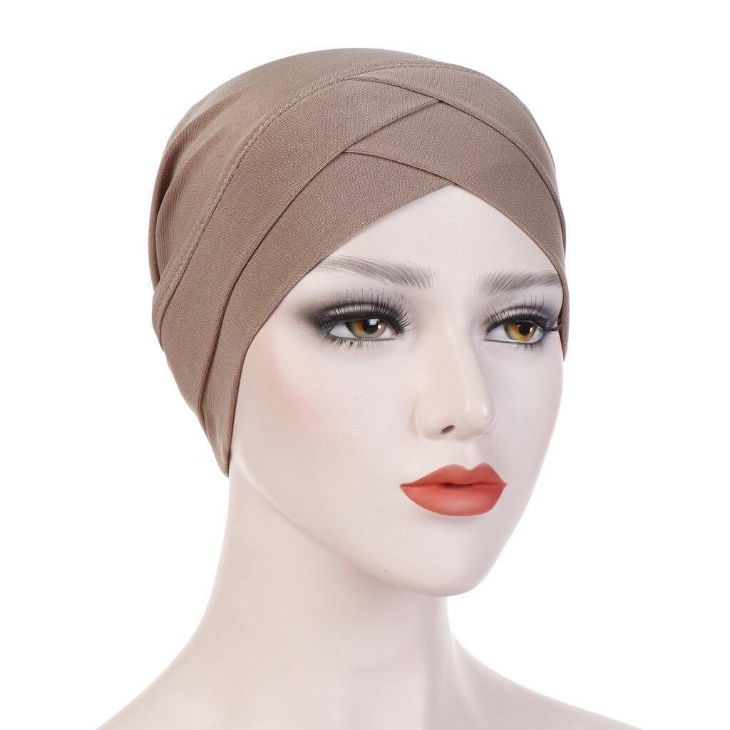 Criss-Cross Closed Hijab Cap - Mocha - Divinity Collection