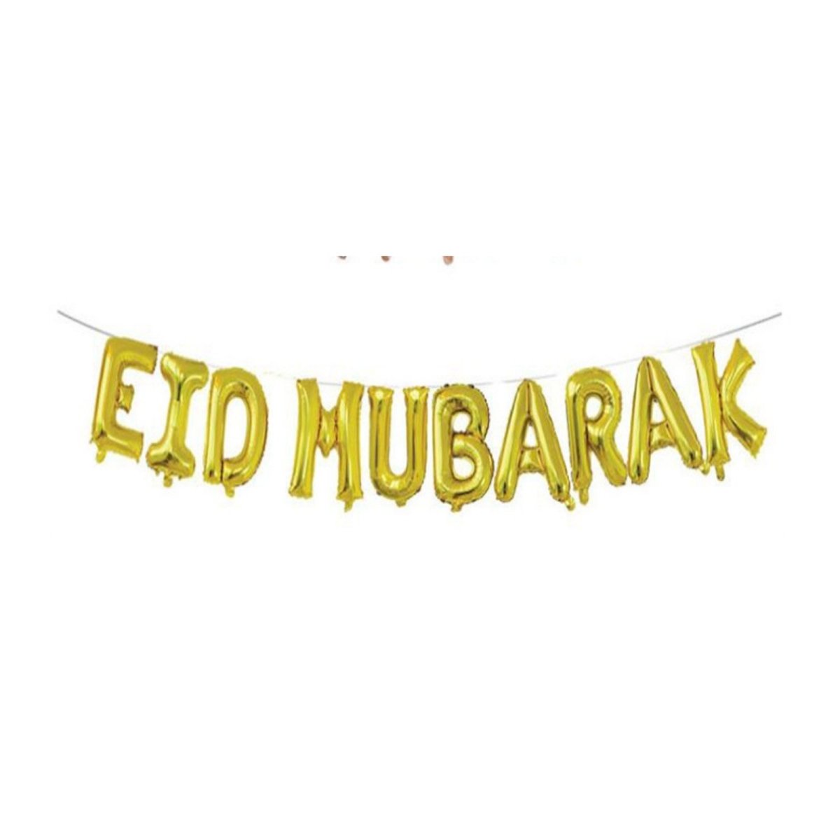 Eid Mubarak Foil Balloon with String 16inch - Gold - Divinity Collection