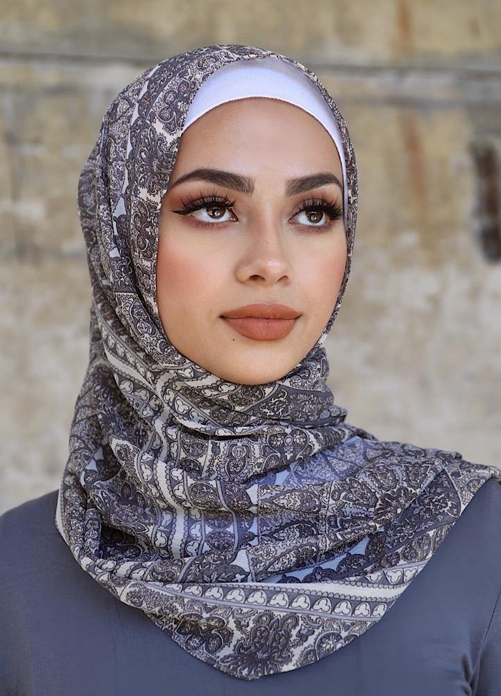 Grey and Cream Marrakesh Hijab - Divinity Collection