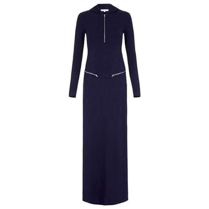 Hood Zipper Dress - Navy - Divinity Collection