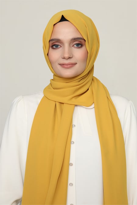 Hybrid Textured Chiffon Shawl - Saffron - Divinity Collection