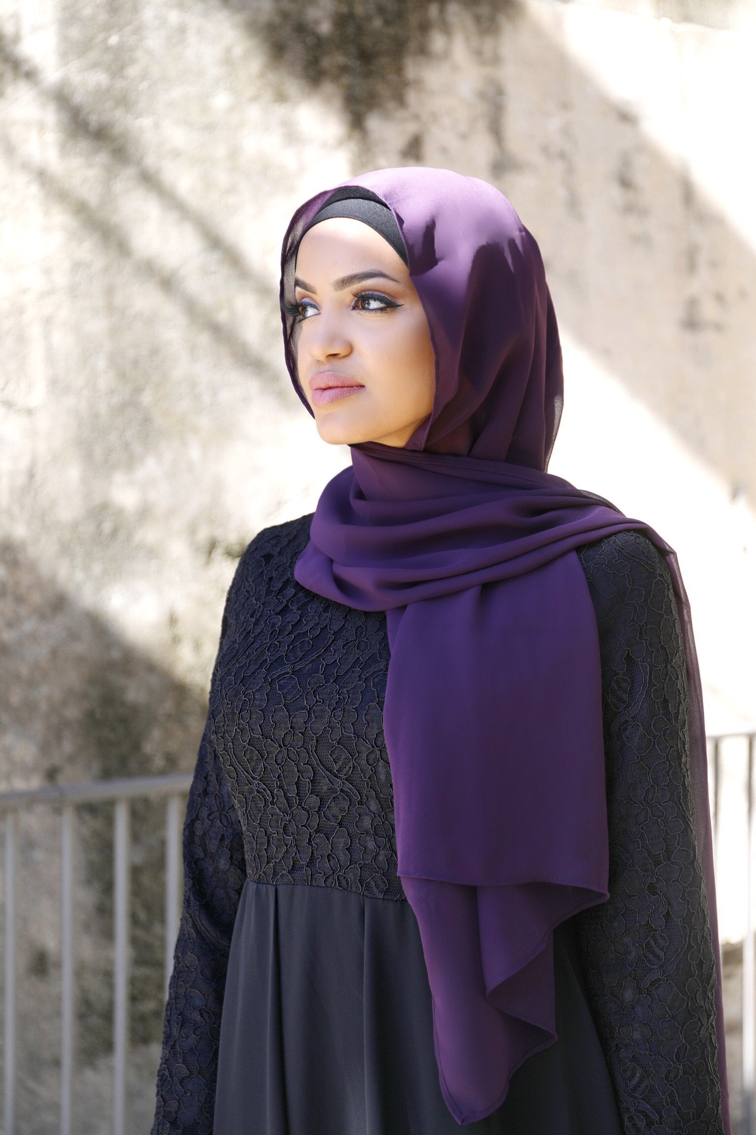 Plain Chiffon Dark Purple Hijab - Divinity Collection