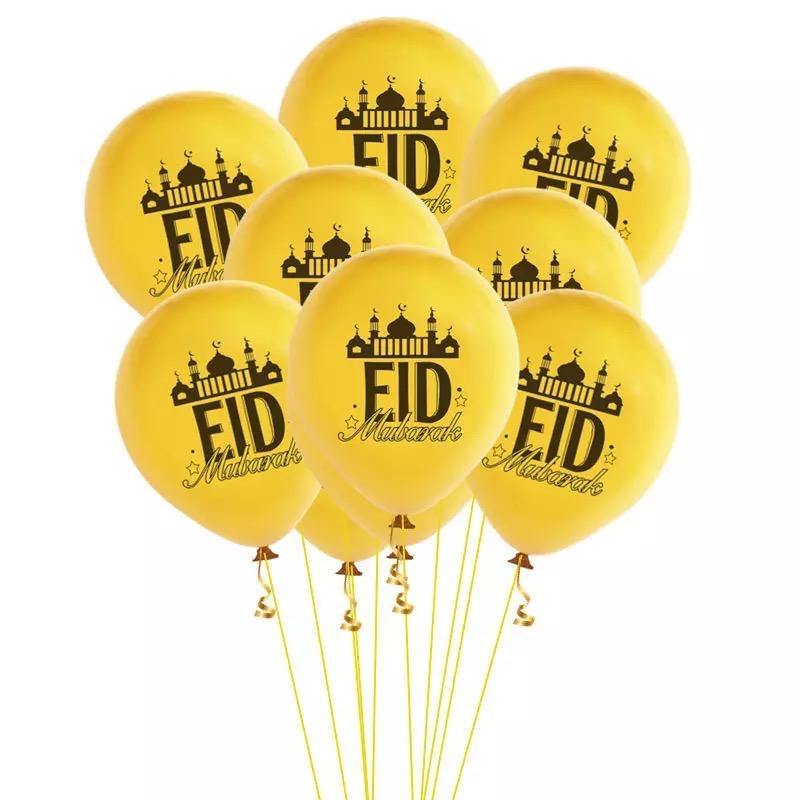 Printed Latex Balloons 'Eid Mubarak' - 12 pieces assorted - Divinity Collection