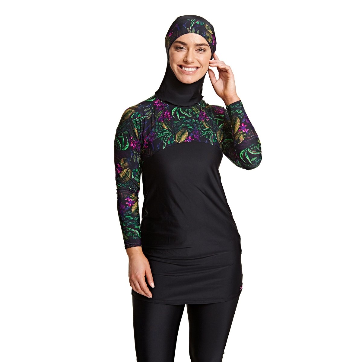 Zoggs Dark Botanical 3-Piece Modesty Swim Suit - Divinity Collection