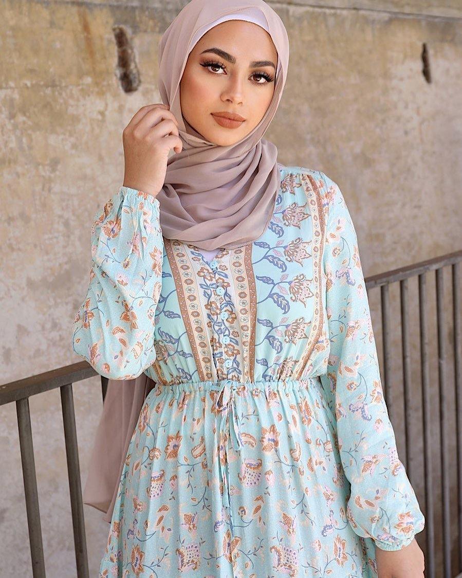 Aqua Floral Drawstring Dress.
Perfect for... - Divinity Collection