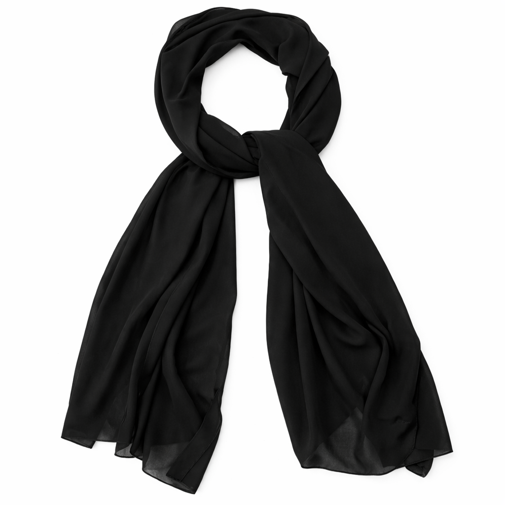 Plain Divinity Chiffon Hijab - Black