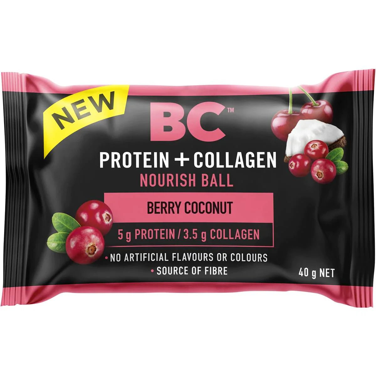 BC Snacks Berry Coconut Protein And Collagen Nourish Ball 40g - Divinity Collection