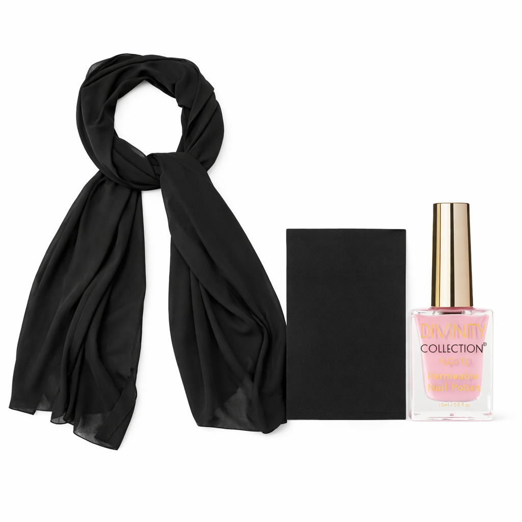 Black Chiffon, Cap & Posh Pink Nail Bundle