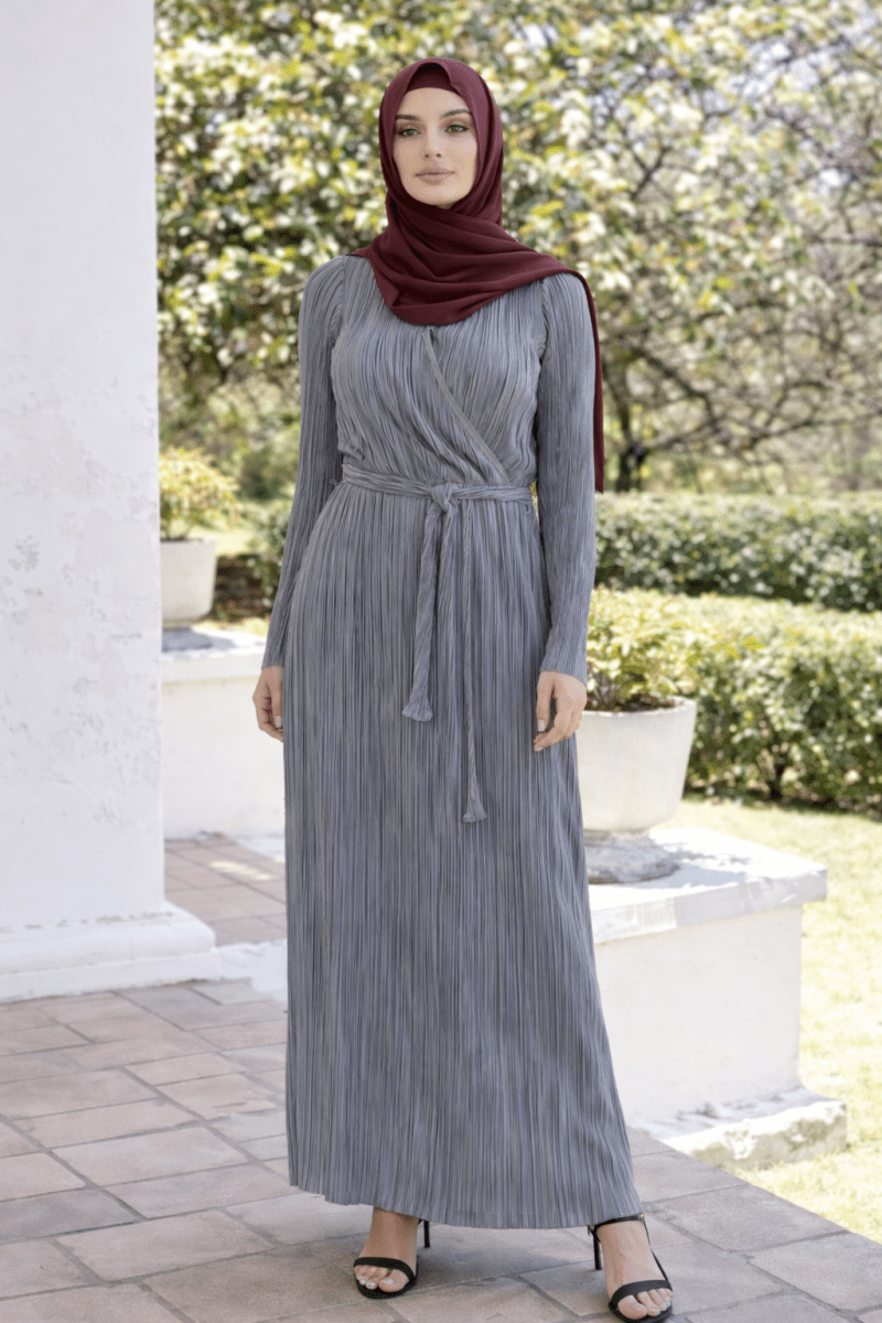 Luna Pleated Wrap Maxi – Silver Mist - Divinity Collection
