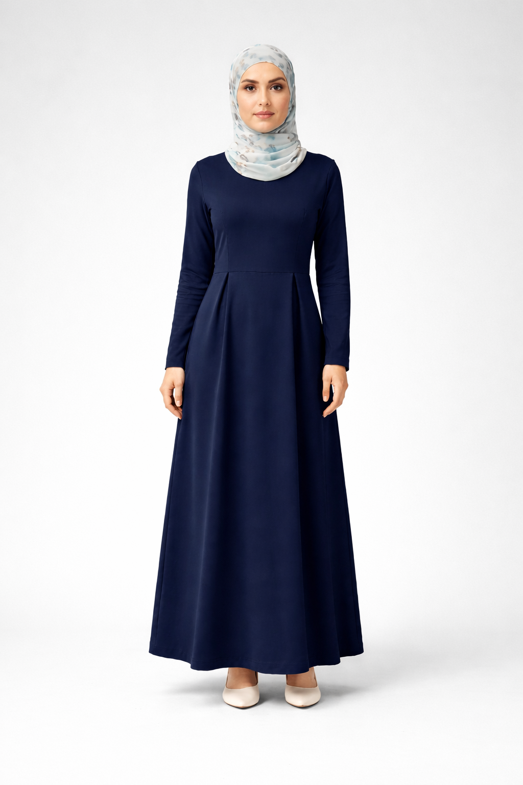 The Essential Ponte Pleated Maxi – Navy | Discreet Side Pockets