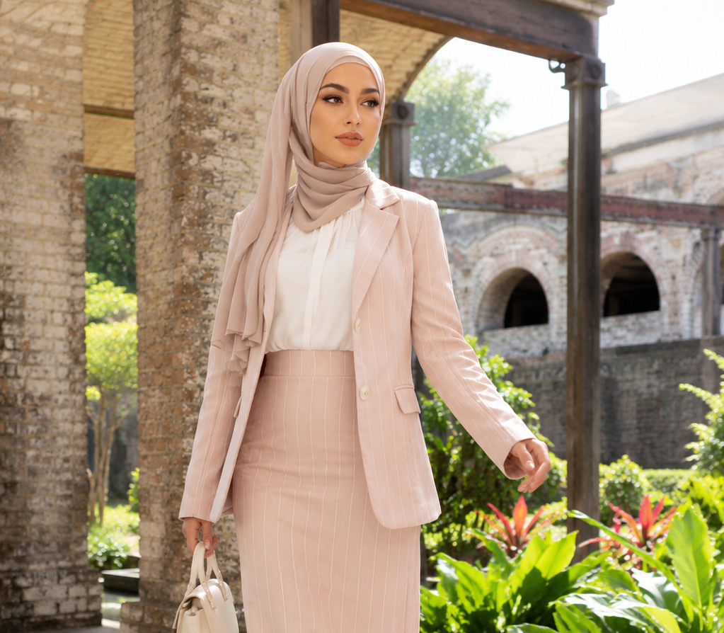 Blush Linen Power Suit