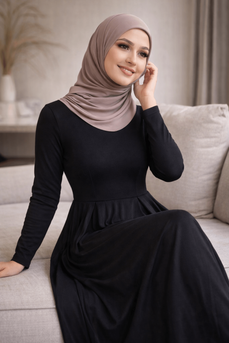 The Essential Ponte Pleated Maxi – Black | Discreet Side Pockets - Divinity Collection