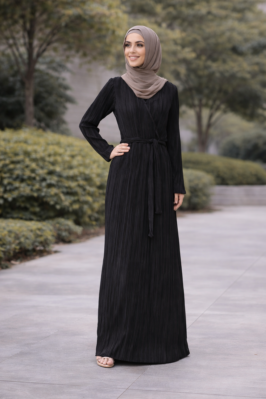 Luna Pleated Wrap Maxi – Midnight Black