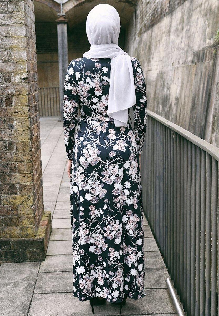 cream floral wrap dress Lovely Cream Floral Print Dress - Wrap Dress - Maxi Dress