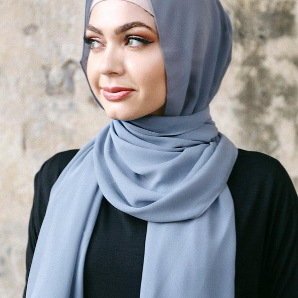 chiffon hijab dress Lavender Long Sleeves A Line Chiffon Muslim Wedding Dresses