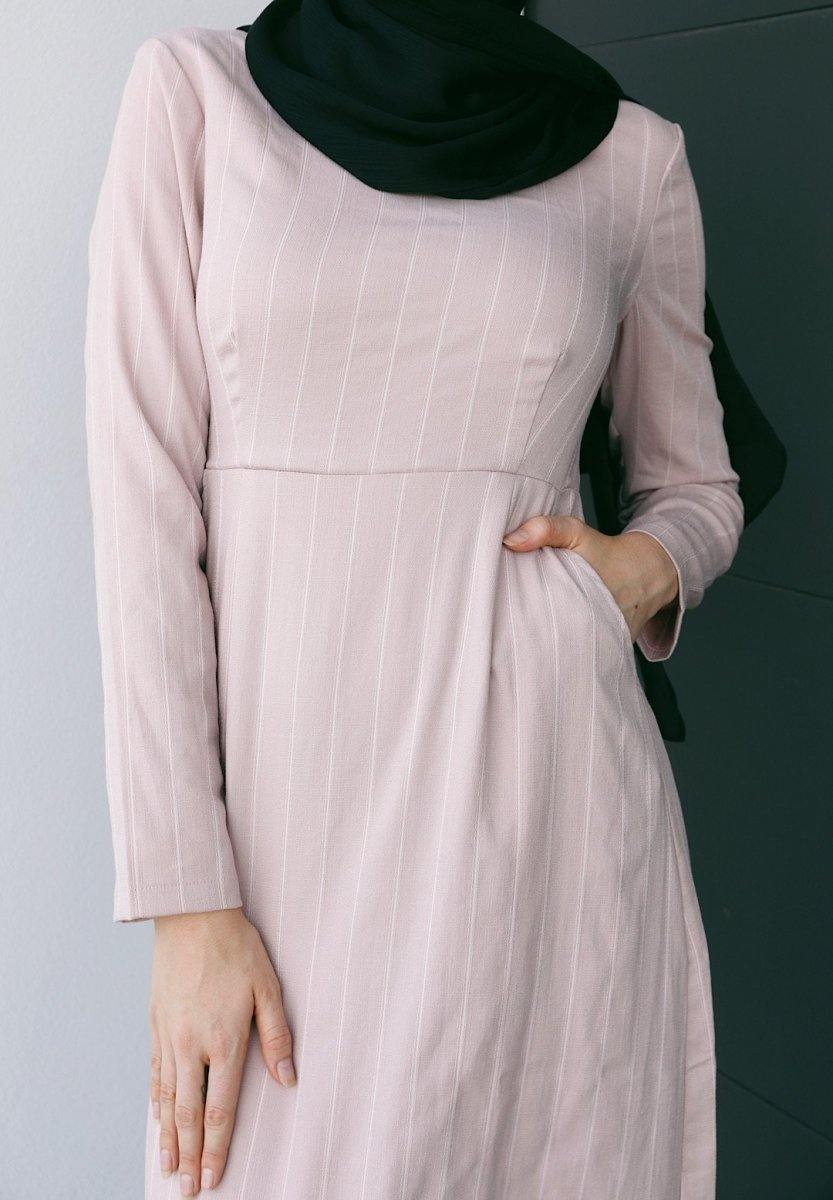 Blush Pink Pinstripe Linen Dress | Divinity Collection Blush Pink Pinstripe Linen Dress | Divinity Collection
