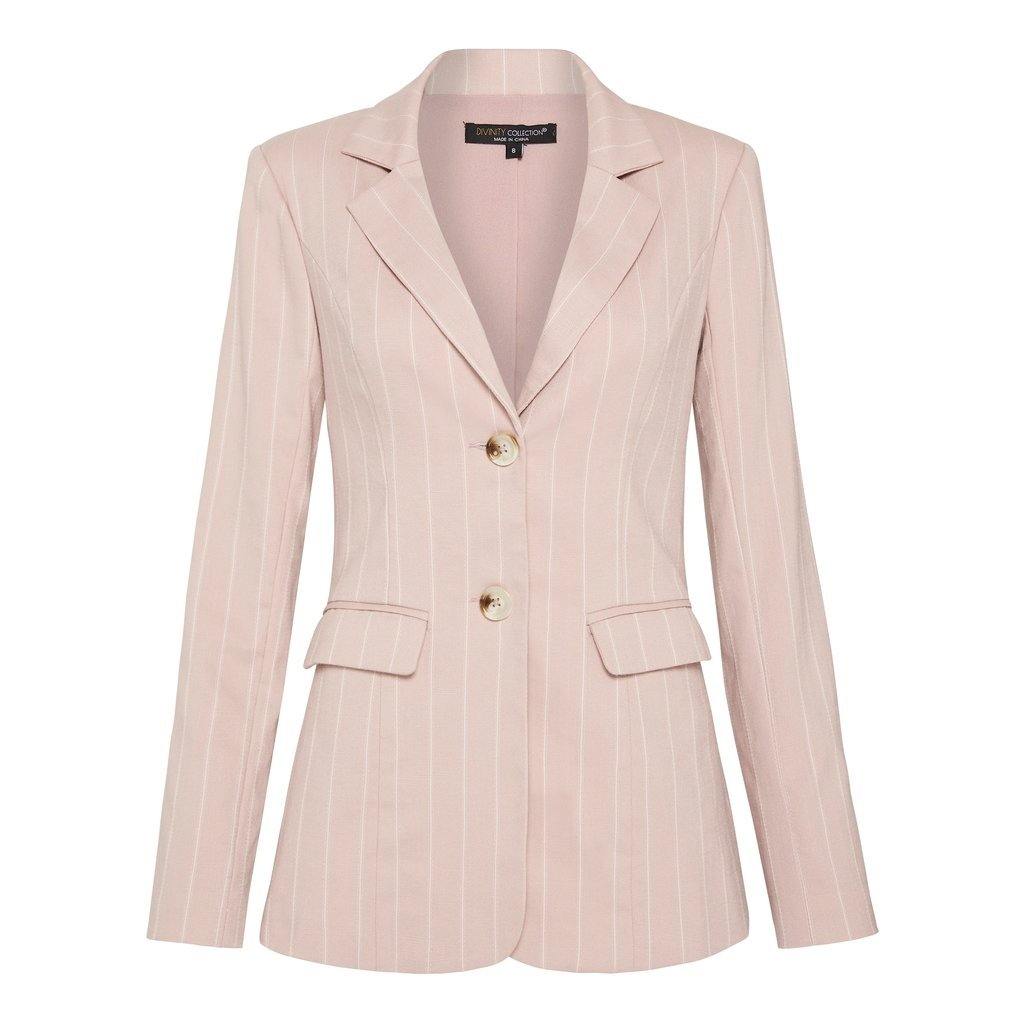 Blush Pinstripe Linen Blazer - Divinity Collection