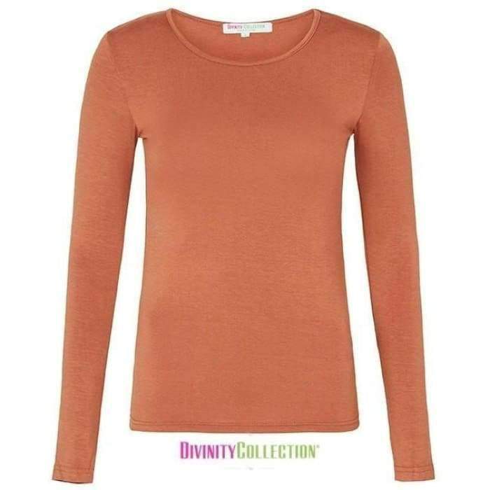 Burnt Orange Long Sleeve Cotton Body Top - Divinity Collection
