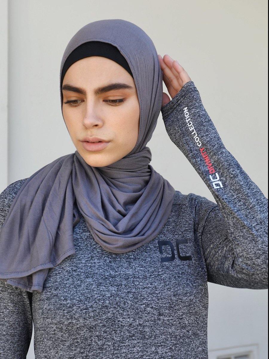 Cotton Soft Jersey Maxi Hijab Scarf - Charcoal - Divinity Collection