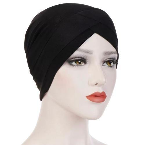 Criss-Cross Closed Hijab Cap - Black - Divinity Collection