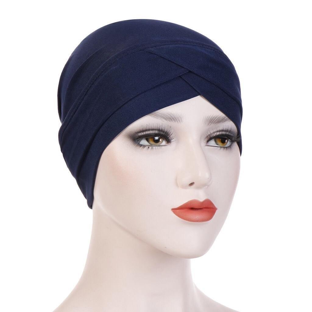 Criss-Cross Closed Hijab Cap - Navy - Divinity Collection