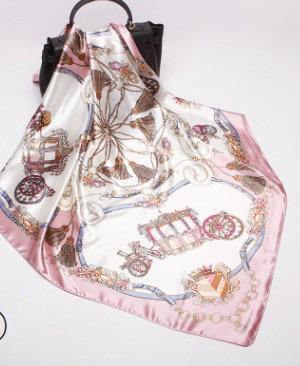 Dusty Pink Chariot Square Satin Silky Scarf - Divinity Collection