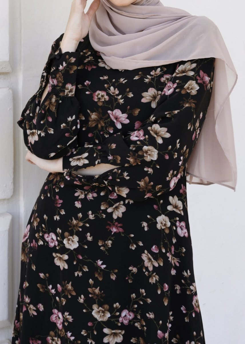 euphoria long sleeve dress Euphoria Floral Chiffon Long Sleeve Dress