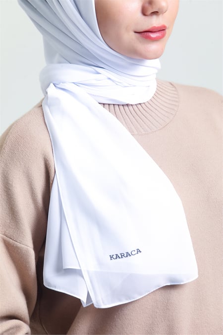 Karaca Crepe Lux Chiffon Hijab - White - Divinity Collection