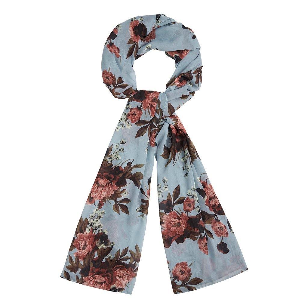 Light Blue and Brown Digital Floral Hijab - Divinity Collection