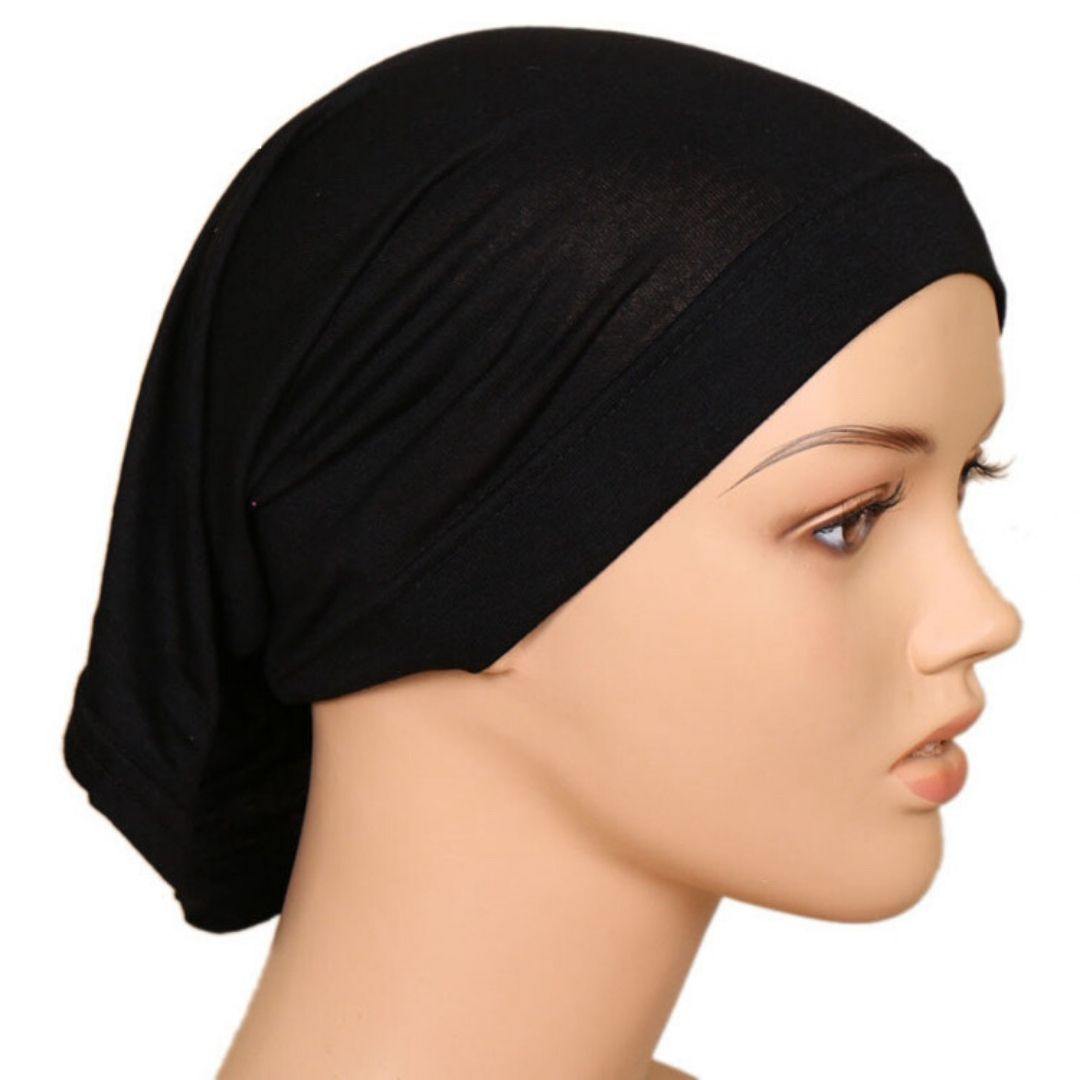 Lightweight Cotton Hijab Cap - Black - Divinity Collection