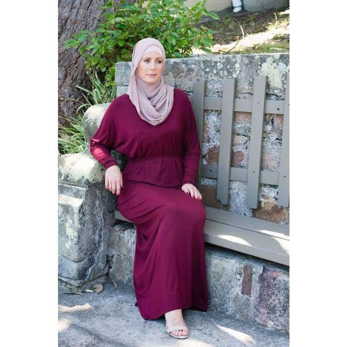 Maroon Batwing with Tie Waist Dress - Divinity Collection