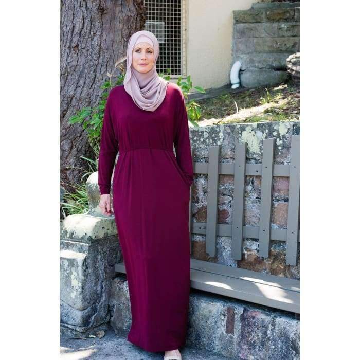 Maroon Batwing with Tie Waist Dress - Divinity Collection