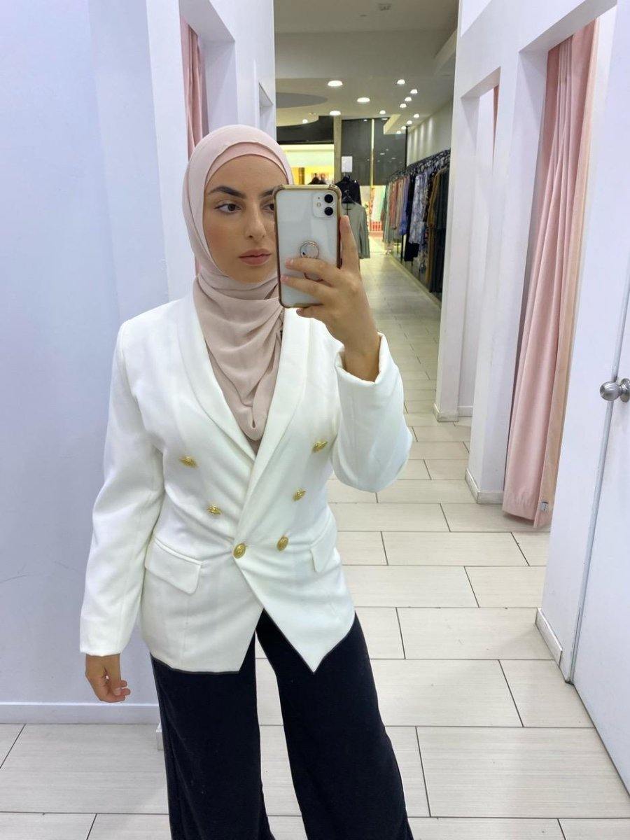 Off White Blazer with Gold Buttons | Divinity Collection Off White Blazer with Gold Buttons | Divinity Collection