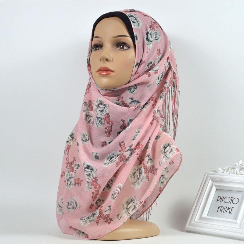 Pink Floral Cotton Hijab - Divinity Collection