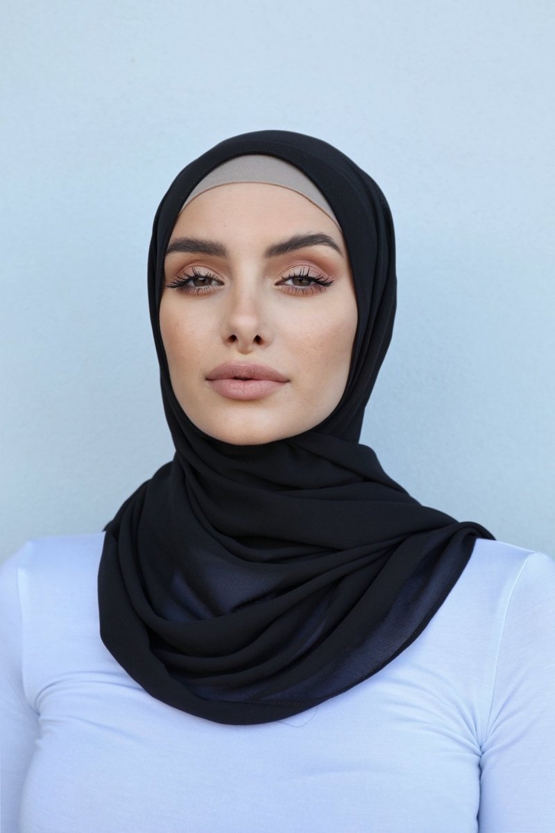Plain Chiffon Black Hijab - Divinity Collection